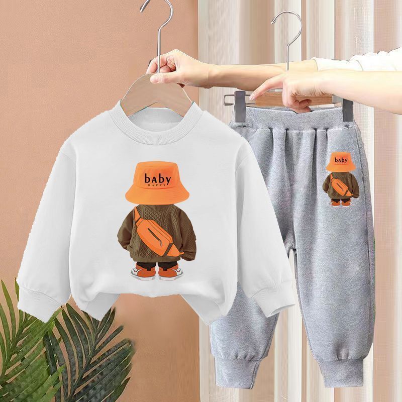 Boys Spring New Children's Autumn Leisure Sports Sweater Medium And Small Two-piece Suit Fashion