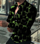 Chemise à manches longues avec revers et impression numérique 3D