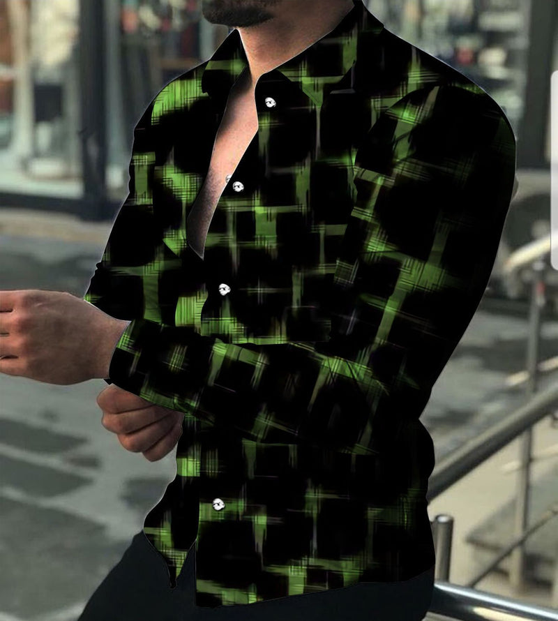 Chemise à manches longues avec revers et impression numérique 3D