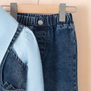 Girls' Lapel Shirt Denim Bell-bottom Pants Three-piece Suit