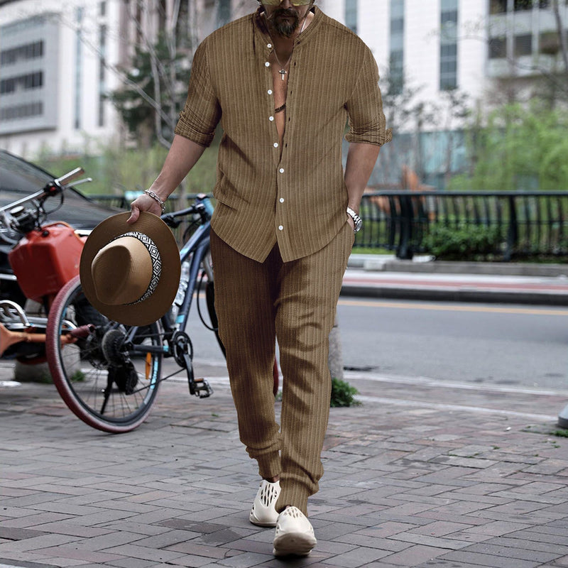 Gestreifte Hemdhose mit Hengli-Kragen für Herren
