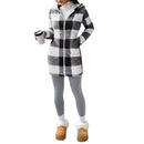 Women's Casual Plaid Printed Double-sided Plush Hooded Zipper Jacket