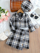 Plaid Short Skirt Two-piece Suit Casual
