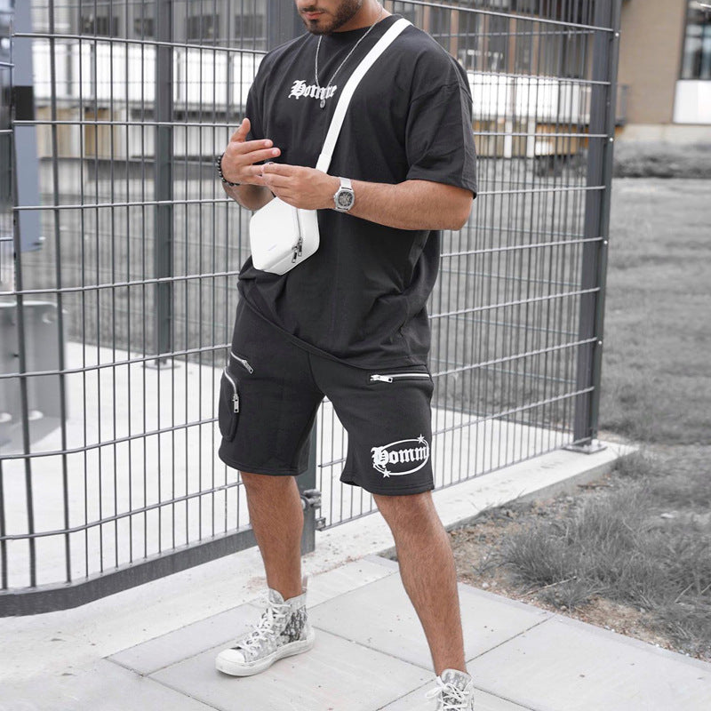 Lässiger T-Shirt-Shorts-Anzug für Herren, zweiteilig