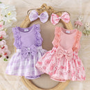Girls' Two-color Lace Sleeve Baby's Gown