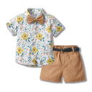 Bowknot Short-sleeved Cardigan Boys' Shorts Two-piece Set