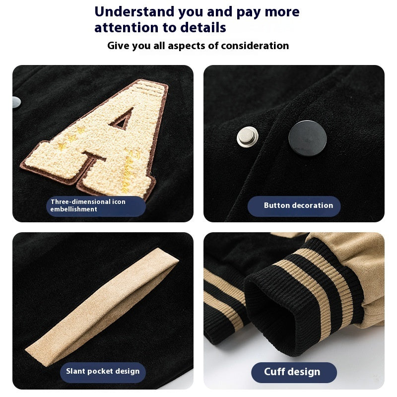 Veste de baseball ample à imprimé rétro américain