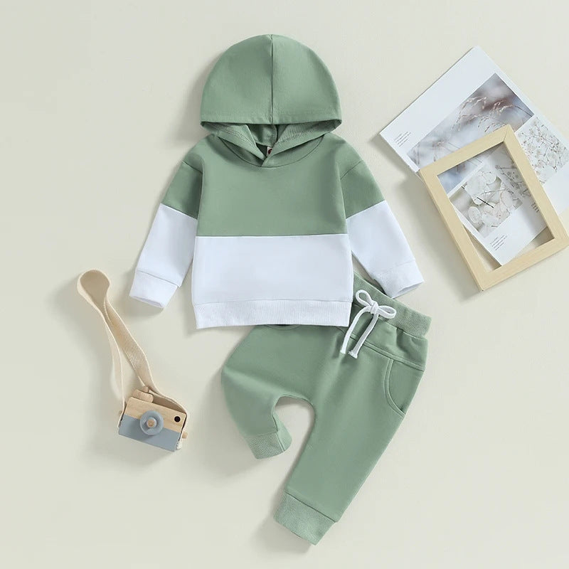 Color Stitching Hoodie Children's Fashion Casual Set