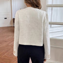 Milky White O-neck Short Slimming Elegant Lady Wool Coat
