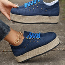 New European And American Cloth Rubber Cloth Lace Loop Round Toe Shoes