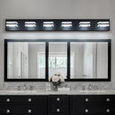 LED Modern Black Makeup Light, 6 Light Acrylic Matte Black Bathroom Makeup Light Covering Mirror