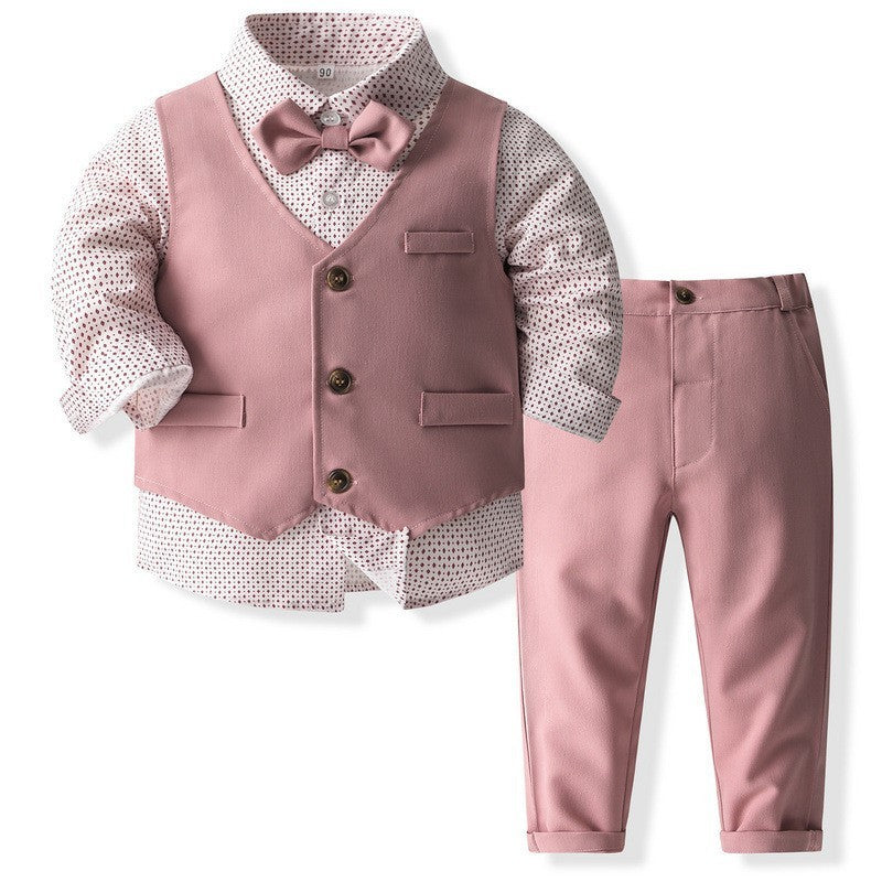 Boy's Waistcoat Suit Spring And Autumn Flower Girl Wedding Clothes Suit