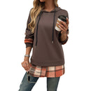 Contrast Color Casual False Two-piece Patchwork Hooded Long Sleeve Sweater