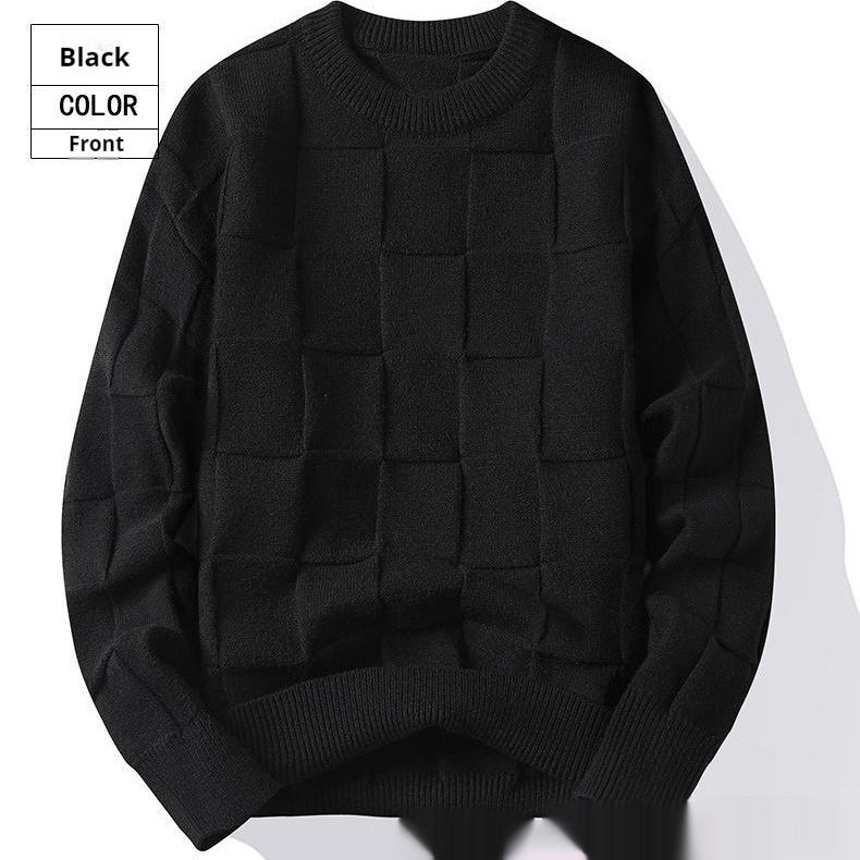 Frühling und Herbst Dreidimensionaler Runder Pullover Herren