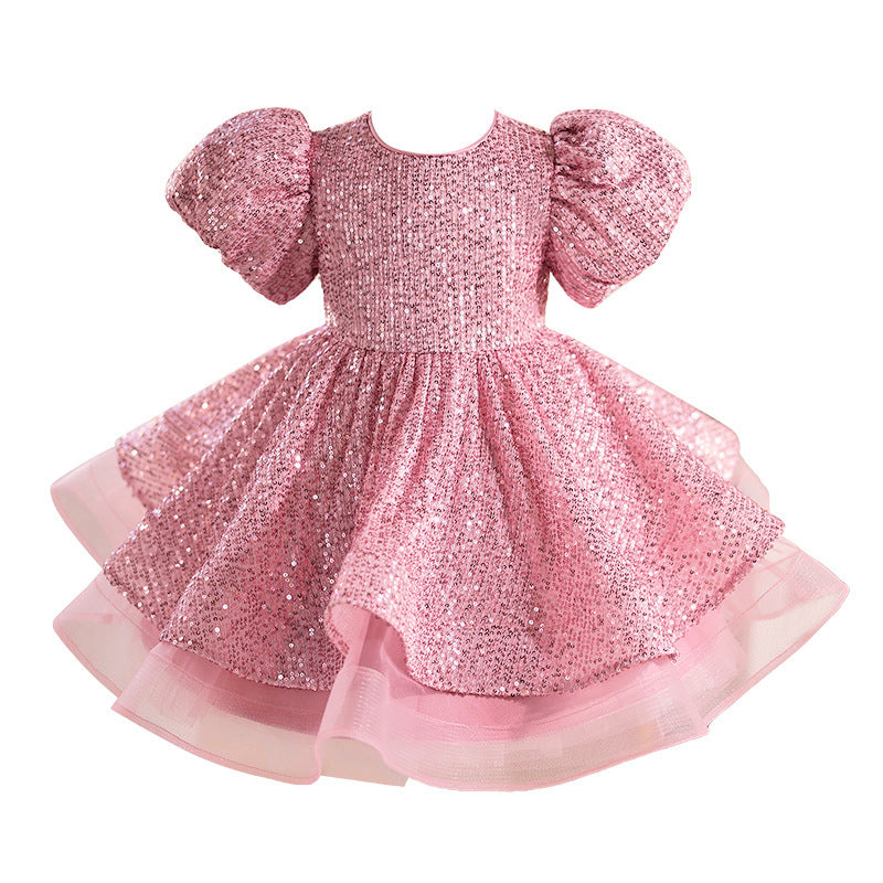 Girls Dress Sequined Short Puffy Tulle Skirt