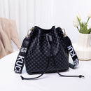 Printed Bucket Bag PU Multi Layer Soft Leather Women's Fashion Simple Shoulder Bag Fashion Women's Crossbody Bag